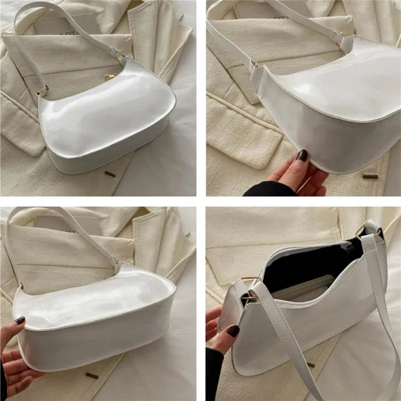 Patent Leather Shoulder Bag for Women – Glossy Underarm Purse