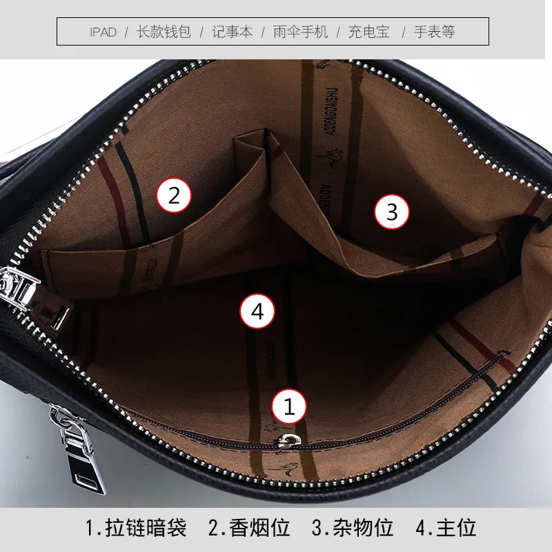 Top-Grain Cowhide Men S Single-Shoulder Crossbody Bag Large Capacity Crossbody Bag