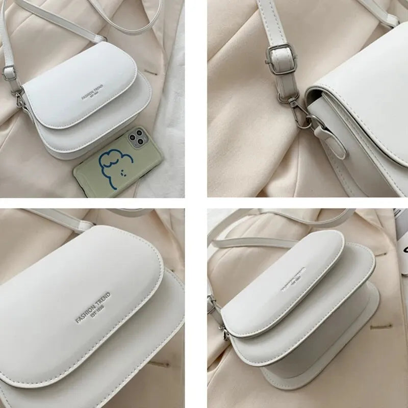 Women S Crossbody Bag Solid Color Fashionable Flipped Retro Casual Simple