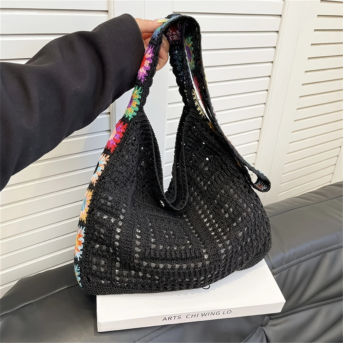 Crochet Tote Bag for Women – Floral Knit Beach Shoulder Bag