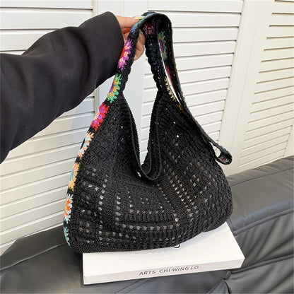 Crochet Tote Bag for Women – Floral Knit Beach Shoulder Bag