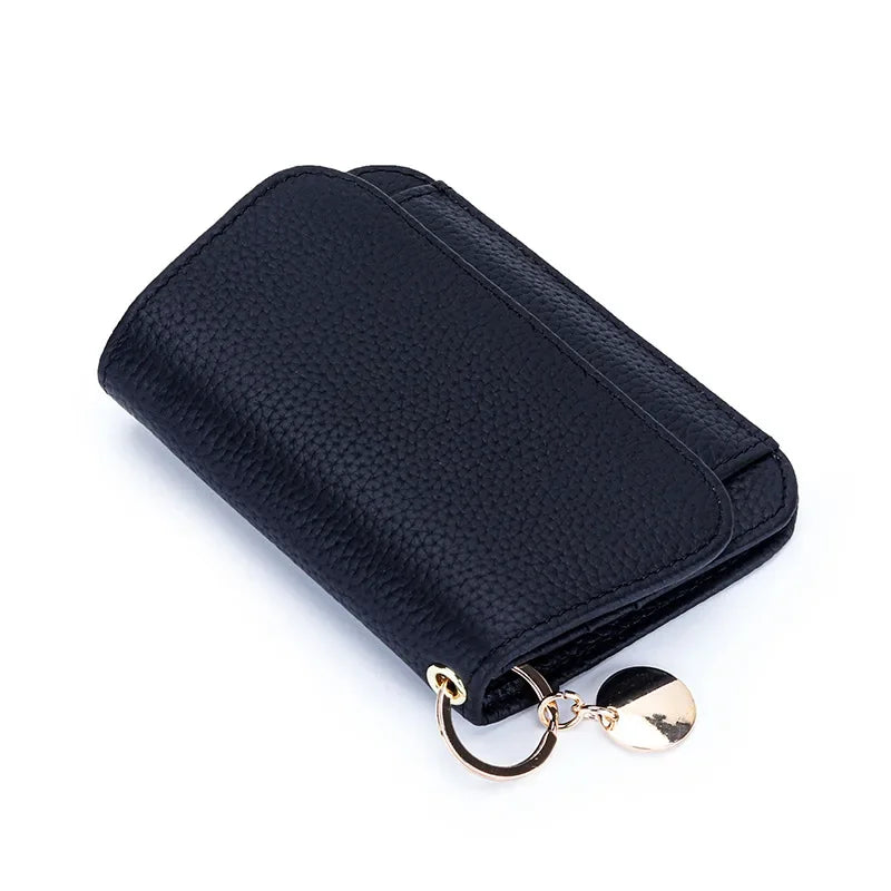 Women S Purse Leather Short Cowhide Rfid Multi-Card Bag Zipper Premium Coin