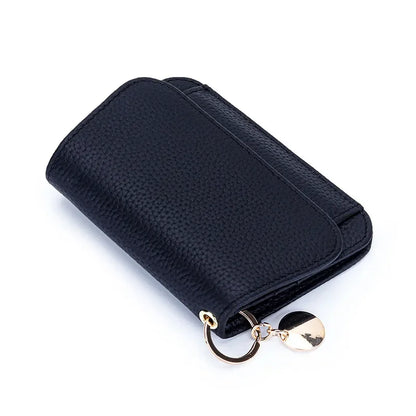 Women S Purse Leather Short Cowhide Rfid Multi-Card Bag Zipper Premium Coin