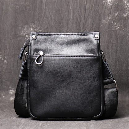 Retro Fashionable Men S Square Cowhide Single-Shoulder Bag Women Genuine Leather Crossbody