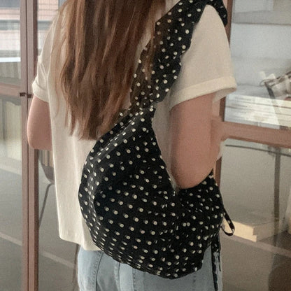 Women Cloud Hobo Bag Large Capacity Polka Dot Shoulder All Matched Vintage Small Tote Party Vacation