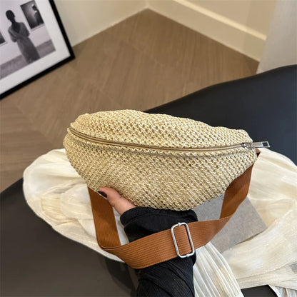 Straw Crossbody Bag for Women – Boho Woven Shoulder Bag with Adjustable Straps