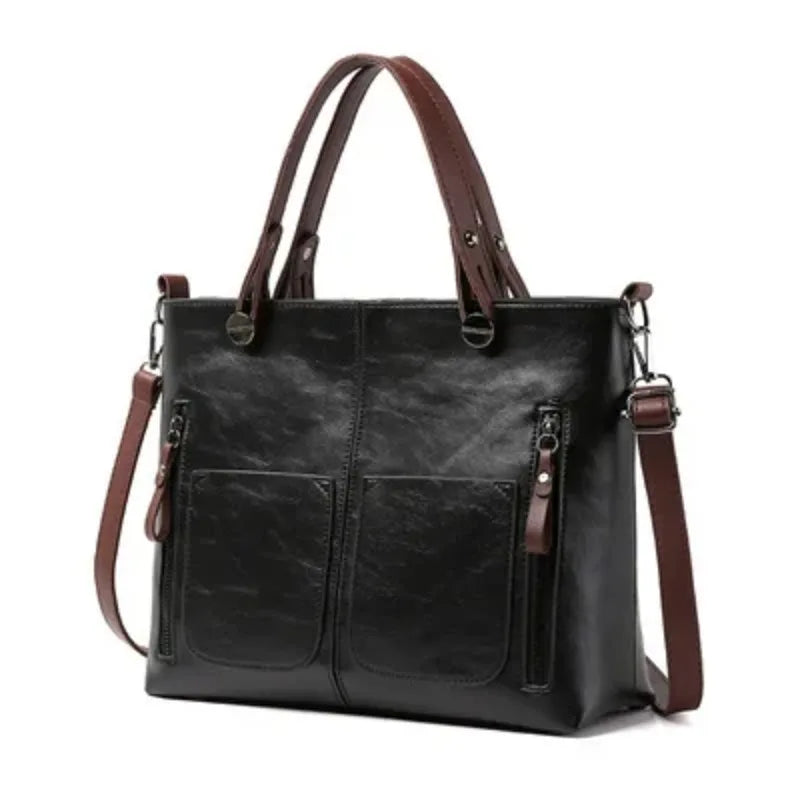 Large Capacity Tote Bag European American Retro Leather Women S Handbag
