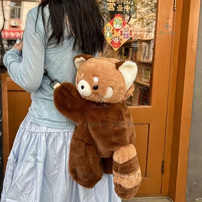 Cute Plush Red Panda Backpack for Women & Girls