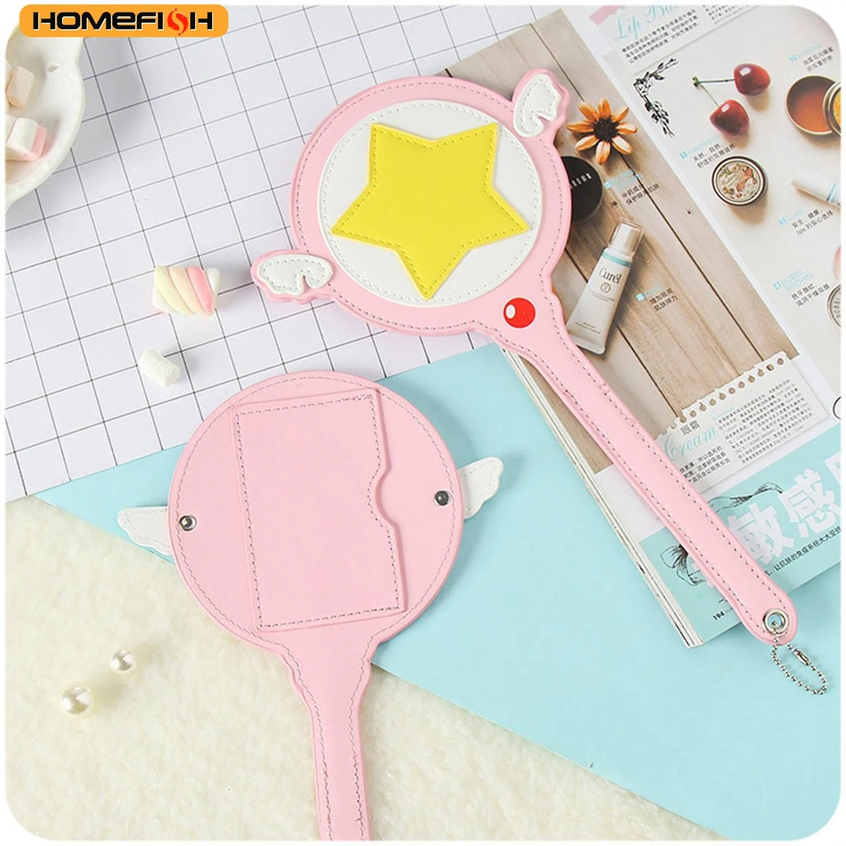 Homefish Bus Subway Card Cover Holder Bag Wings Anime Magic Wand