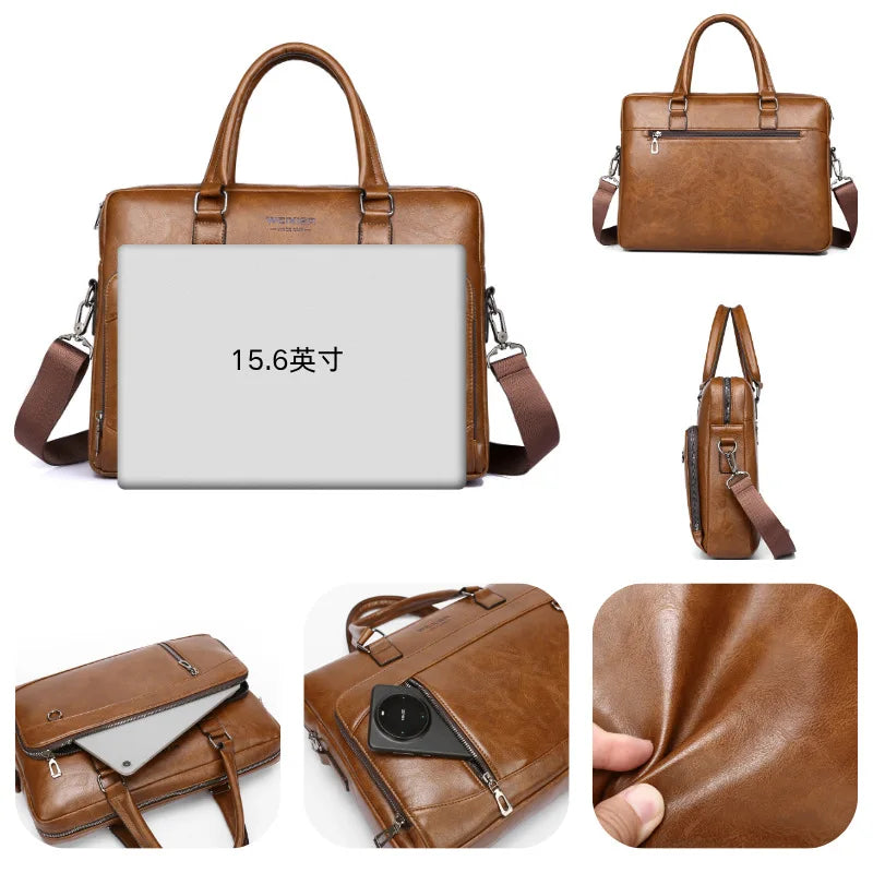 Men S Business Hand-Held Horizontal Single-Shoulder Crossbody Bag Computer Storage Large Capacity