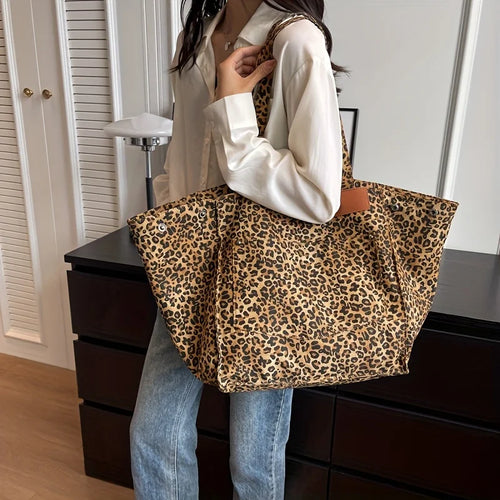Leopard Print Tote Bag – Lightweight Women's Shoulder Bag