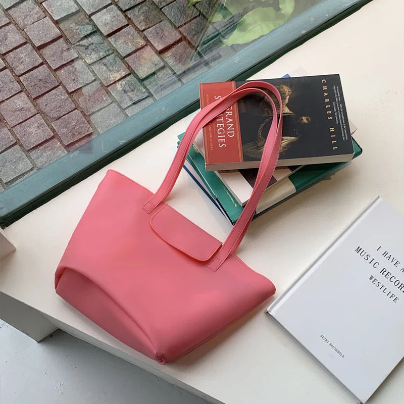 Summer Transparent Jelly Shoulder Bag Trendy Niche Macaron-Colored Handbag Simple Commuter Tote