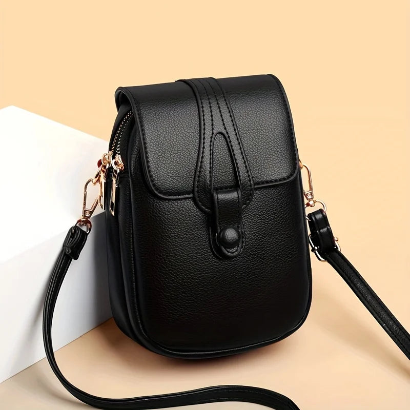 Stylish Flip Open Pu Leather Crossbody Bags Women Versatile Shoulder Purses Phone Pouch Pocket