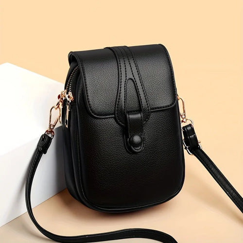 Stylish Flip Open Pu Leather Crossbody Bags Women Versatile Shoulder Purses Phone Pouch Pocket