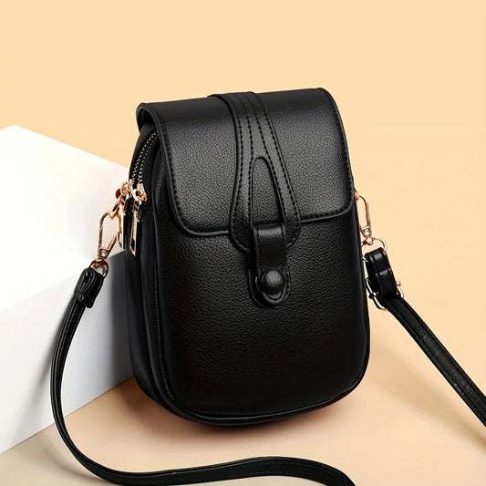 Stylish Flip Open Pu Leather Crossbody Bags Women Versatile Shoulder Purses Phone Pouch Pocket