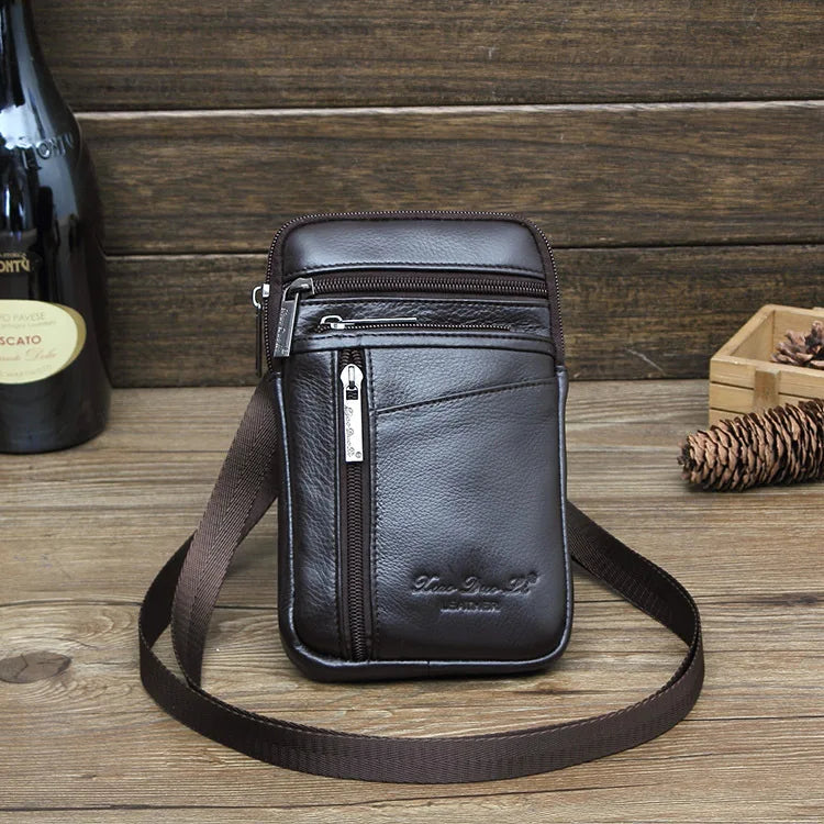 Men S Crossbody Bag Real Leather Belt Mobile Phone Waist Cowhide Shoulder 7