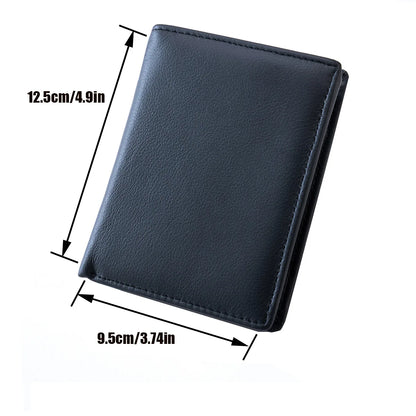 Men S Genuine Leather Wallet Top Layer Cowhide Rfid Anti-Theft Swiping Three-Fold Credit Card Wallet