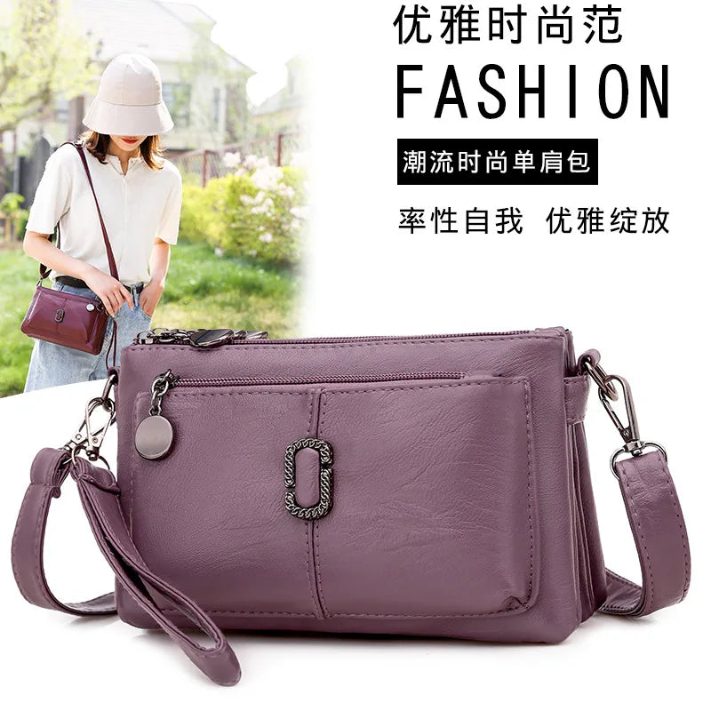 Simple Large-Capacity Shoulder Bag Women S Versatile Soft Leather Small Square Bag - Soft