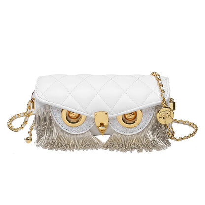 Tassel Bag Crossbody Bags Woman Shoulder Owl Chain Small Square Purse Handbags Designer