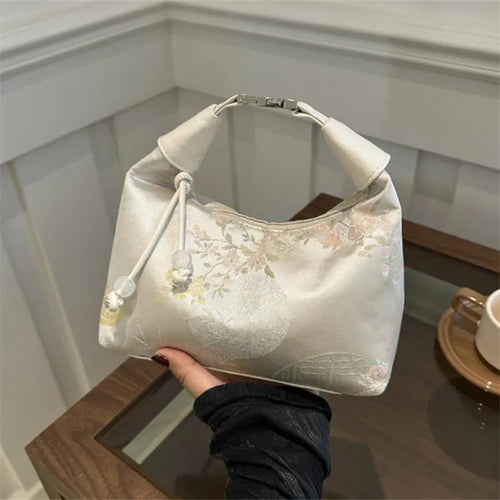 Floral Embroidered Tote Bag – Women's Large Capacity Shoulder Bag