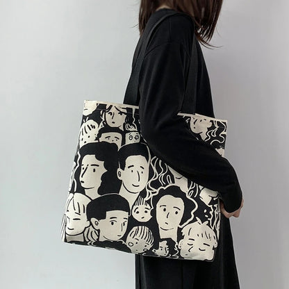 Canvas Tote Bag – Large Capacity Cute Print Shoulder Bag