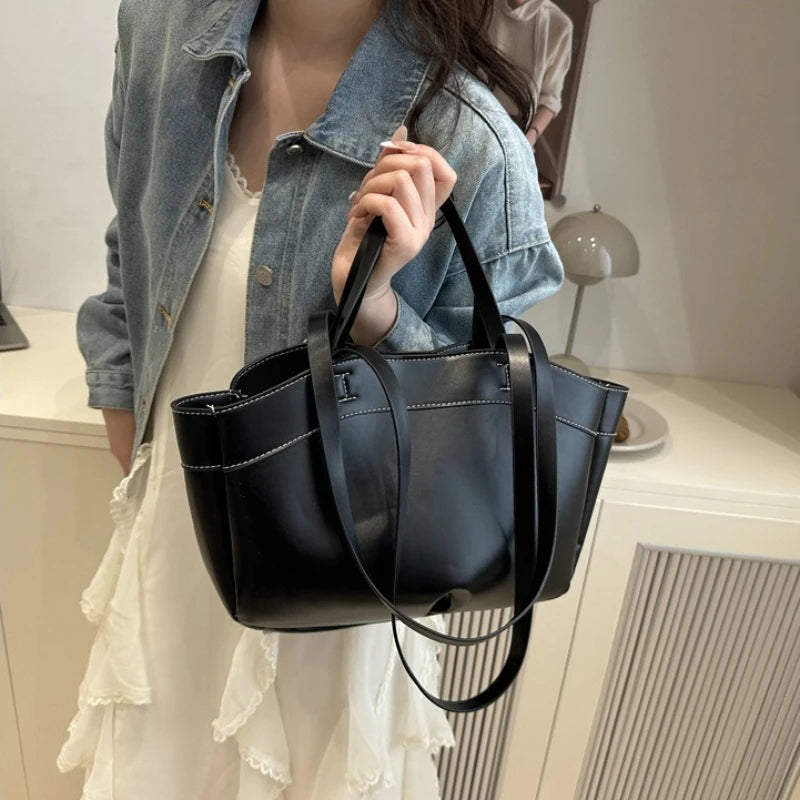 Large Leather Tote Bag – 2-in-1 Shoulder Bag & Top Handle Purse