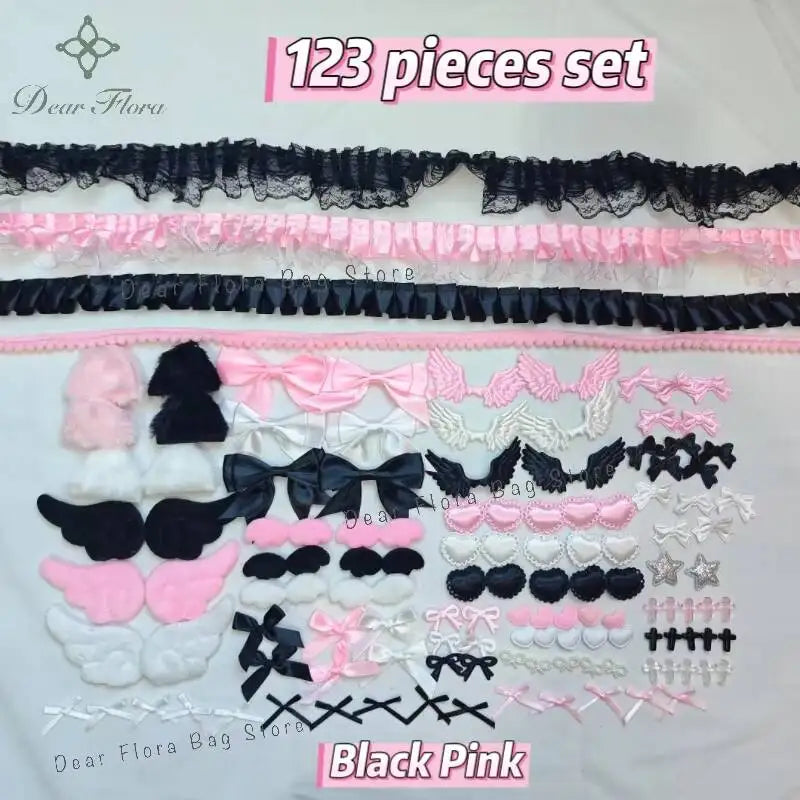 Ita Bag Accessories Set – 123pcs Bows, Lace Ribbon & Charms