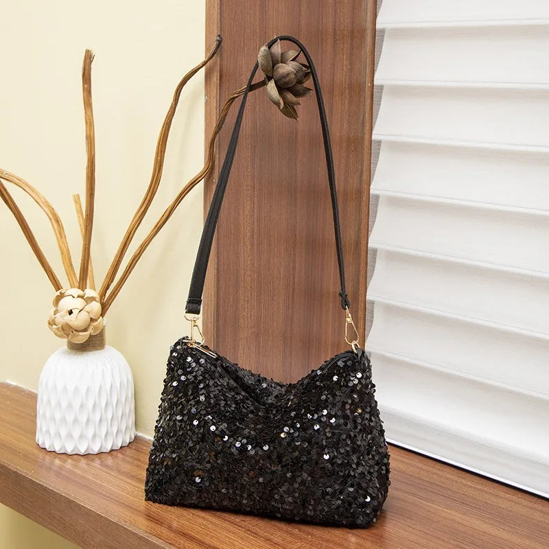 Shimmer Sequin Shoulder Bag Sparkly Versatile Underarm Bags Evening Parties
