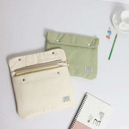 Solid Color Simple Student Storage Large Capacity Canvas Computer Female 14 13 Pro411 Ipad Tablet