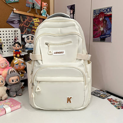 Simple Stylish College Student Backpack Nylon Lightweight Large Capacity Computer School Commuting