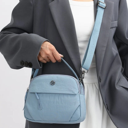 Fashiona Nylon Crossbody Bags Top Handle Bag Adjustable Wide Strap Multi Zipper Pockets Lightweight