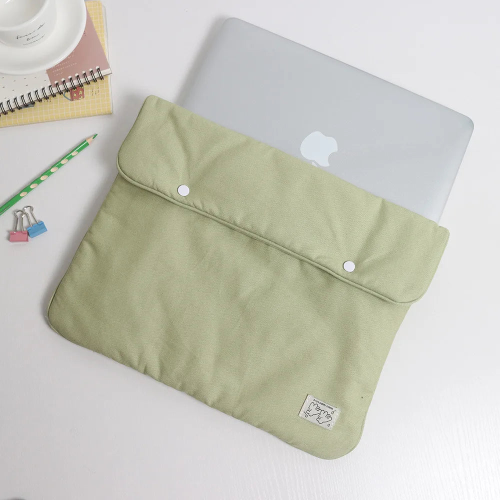 Solid Color Simple Student Storage Large Capacity Canvas Computer Female 14 13 Pro411 Ipad Tablet