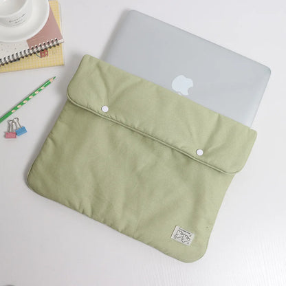 Solid Color Simple Student Storage Large Capacity Canvas Computer Female 14 13 Pro411 Ipad Tablet