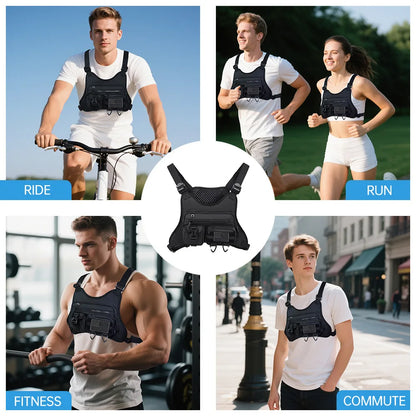 Outdoor Sports Chest Bag Oxford Fabric Cycling Breathable Vest Waistcoat Tactical Back Chest Bag