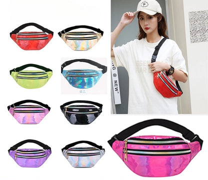 Ladies Laser Waist Bag Pu Multi-Function Color One Shoulder Sling Large Capacity Mobile Phone