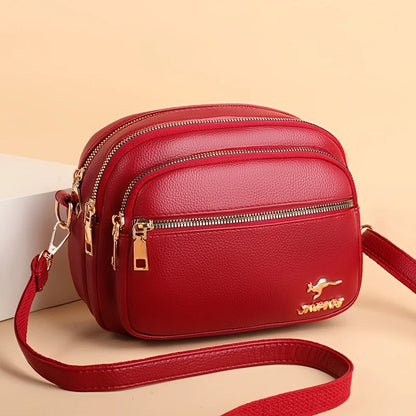 Multi-Layer Crossbody Bag for Women – Leather Shoulder Purse