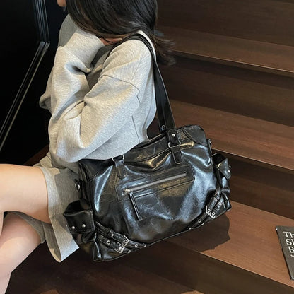Large Capacity Shoulder Bag for Women with Front Zip Pocket