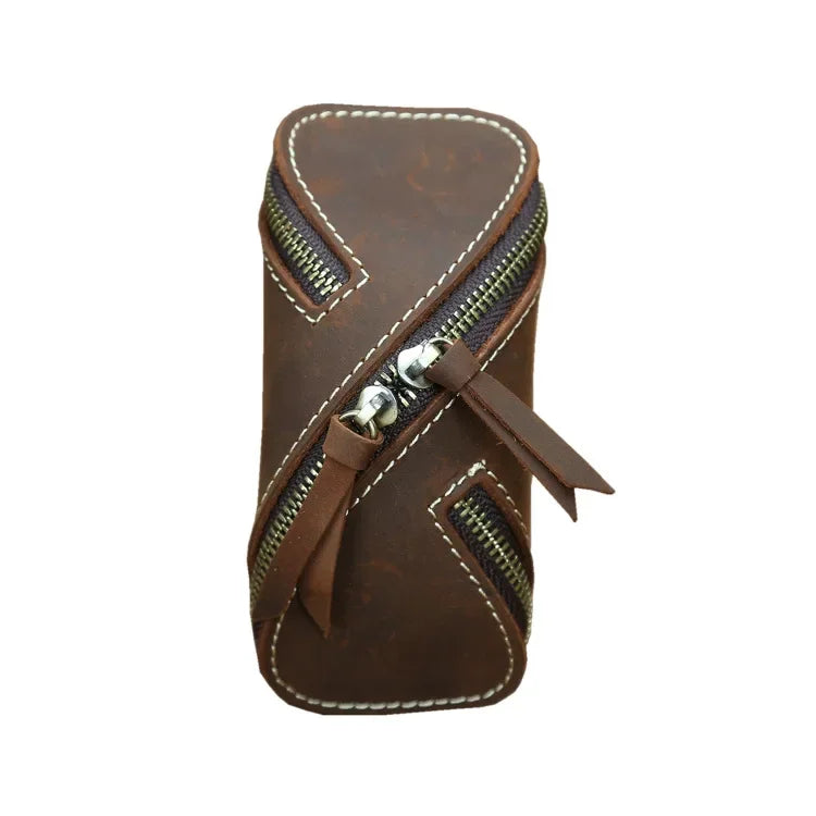 Creative Vintage Crazy Horse Leather Key Bag Zipper Card Senior Men S Women