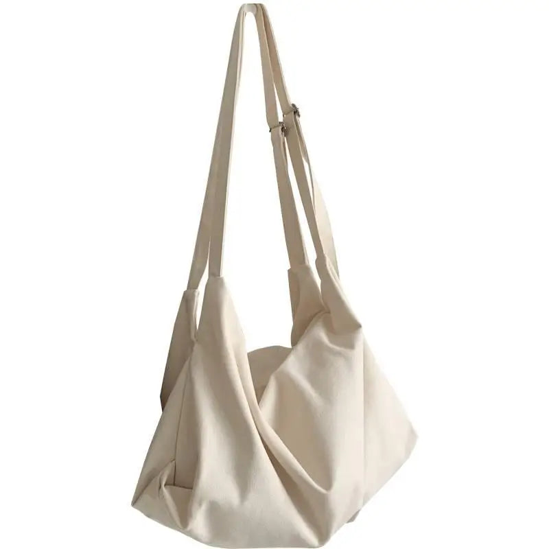 Large Canvas Shoulder Bag with Adjustable Strap