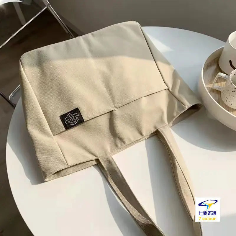 Large Canvas Tote Bag – Women's Soft Shoulder Bag for Students