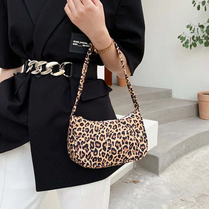 Cow Print Shoulder Bag – Women's Casual Oxford Baguette Bag