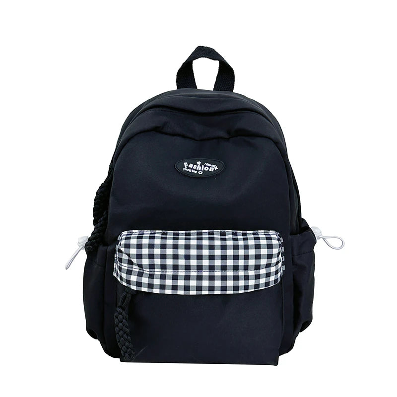 Large Capacity School Backpack Cute Plaid Pocket Student Bag