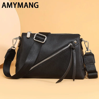 Genuine Leather Crossbody Bag – Women's 3-Layer Shoulder Purse