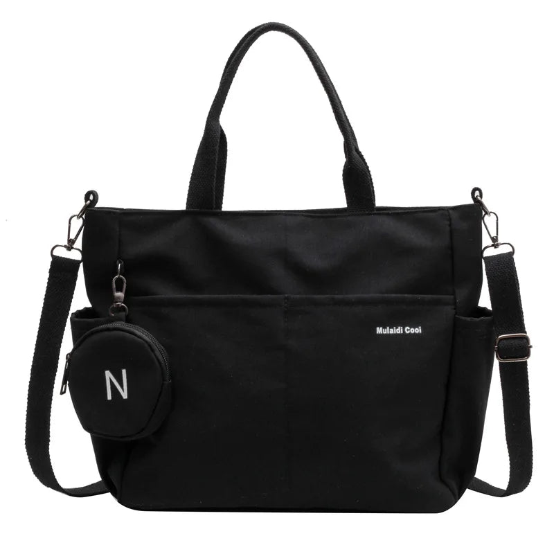 Large Canvas Tote Bag for Women with Mini Coin Purse