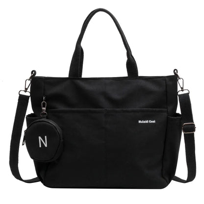 Large Canvas Tote Bag for Women with Mini Coin Purse
