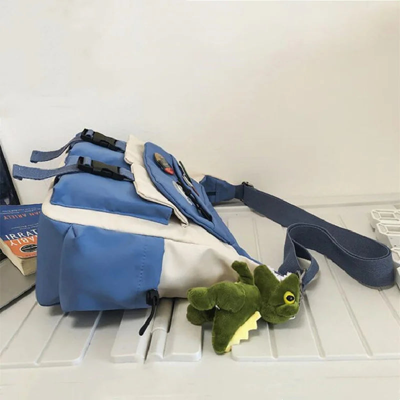 Preppy Casual Nylon Crossbody Bag Men Women Teen Messenger Student Commuter Single Shoulder Bag