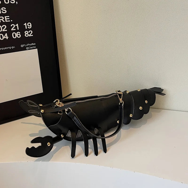 Young Girls Lobster Shape Crossbody Bag Solid Color Pu Leather Handbag Cute Creative Funny Casual