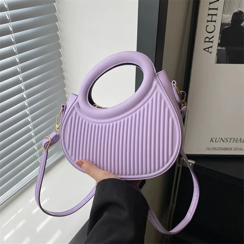 Luxury Look Shoulder Bag Everyday Use Chic Stripe Design Crossbody Bags Women Elegant Synthetic
