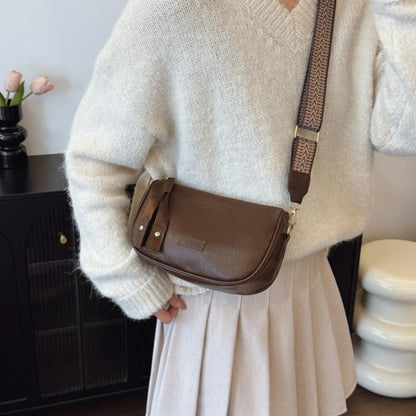 Women's Vintage Faux Leather Crossbody Bag with Wide Chevron Strap