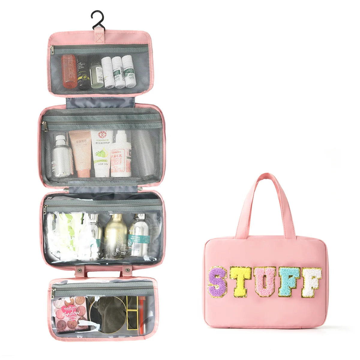 Four-Fold Dry-Wet Separation Toiletry Bag Hanging One-Piece Storage Large-Capacity Hook Portable